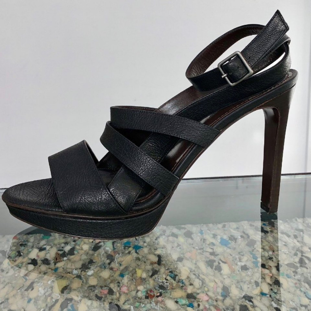 Jil Sander black leather high heel sandals